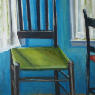Green Chair with Curtain