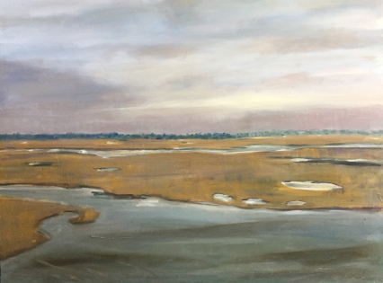 Maine Wetlands from a Train Window, oil on canvas, 36x40