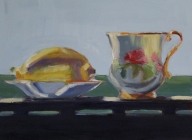 Lemon and Tea Cup, oil on panel, 9x12